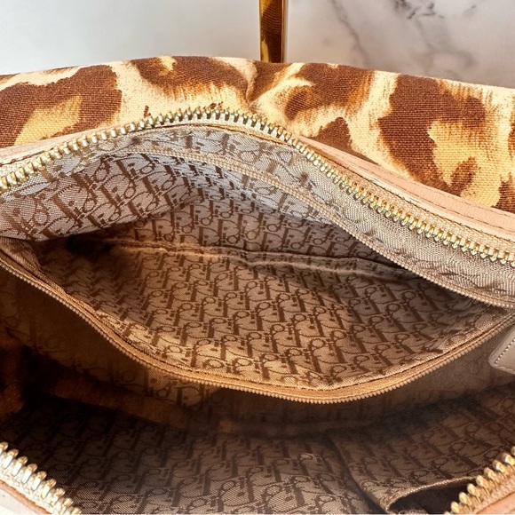 SOLD Christian Dior Canvas Leopard Print Buckle Hobo Bag - Picture 15 of 16